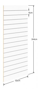 Λευκό Πάνελ Slat 122x244cm - με 15 Πηχάκια Αλουμινίου ανά 15cm